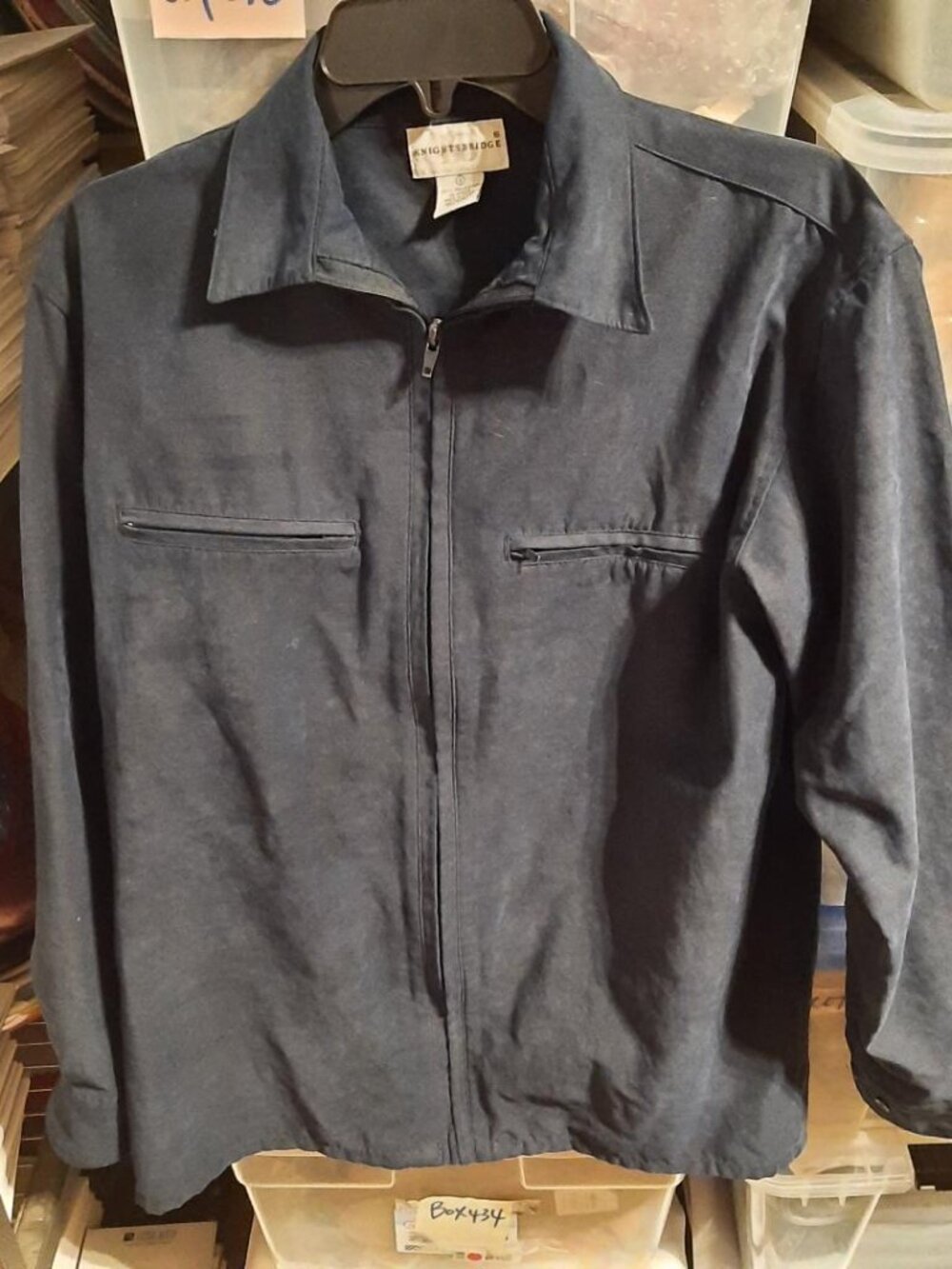 Vintage Knightsbridge Jacket W Full Zip Closure&Two Chest Zipper Pocket Blk Sz S